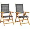 vidaXL Chaises de jardin lot de 2 noir bois massif d'acacia et rotin