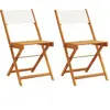 vidaXL Chaises de bistrot lot de 2 blanc crème bois acacia et tissu