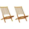 vidaXL Chaises de jardin lot de 2 beige bois d'acacia et polypropylène