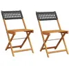 vidaXL Chaises de bistrot lot de 2 noir bois massif d'acacia et rotin