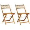 vidaXL Chaises de bistrot lot de 2 beige bois massif d'acacia et rotin