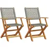 vidaXL Chaises de jardin lot de 2 gris bois massif d'acacia et rotin