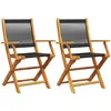 vidaXL Chaises de jardin lot de 2 noir bois d'acacia et polypropylène