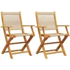 vidaXL Chaises de jardin lot de 2 beige bois d'acacia et polypropylène