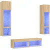 vidaXL Unités murales TV avec LED 6 pcs chêne sonoma bois d'ingénierie