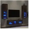 vidaXL Unités murales TV avec LED 5 pcs chêne fumé bois d'ingénierie