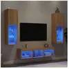 vidaXL Unités murales TV avec LED 5 pcs chêne sonoma bois d'ingénierie