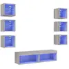 Unités murales TV avec LED 8 pcs gris sonoma bois d'ingénierie
