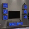 Vidaxl - Unités Murales Tv Avec Led 8 Pcs Gris Béton Bois D'Ingénierie