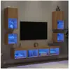 vidaXL Unités murales TV avec LED 8 pcs chêne sonoma bois d'ingénierie