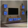vidaXL Unités murales TV avec LED 7 pcs chêne sonoma bois d'ingénierie