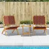 vidaXL Chaises de jardin pliantes lot de 2 bois d'acacia solide tissu