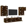 vidaXL Ensemble de meubles TV muraux 7 pcs et lumières LED chêne fumé