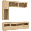 vidaXL Ensemble de meubles TV muraux 7pcs et lumières LED chêne sonoma