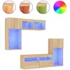 vidaXL Unités Murales TV avec LED 5 pcs, Armoires de Télévision Suspendues, Meubles Télé de Salon, Moderne, Chêne Sonoma 3216727