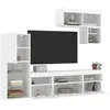 vidaXL Unités murales TV avec LED 6 pcs blanc bois d'ingénierie