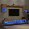 vidaXL Unités murales TV avec LED 6 pcs chêne sonoma bois d'ingénierie