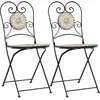 vidaXL Chaises de bistro pliables 2 pcs terre cuite et blanc céramique