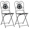 vidaXL Chaises de bistro pliables 2 pcs noir et blanc céramique