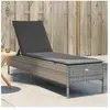 vidaXL Chaise longue avec coussin gris résine tressée