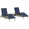 vidaXL Chaises longues lot de 2 avec table gris résine tressée