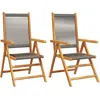 vidaXL Chaises de jardin lot de 2 gris bois d'acacia et polypropylène
