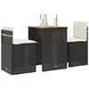 vidaXL Ensemble de bistro 3 pcs avec coussins noir résine tressée