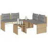 vidaXL Salon de jardin avec coussins 4 pcs beige résine tressée