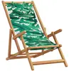 vidaXL Chaise pliable plage motif de feuilles bois d'eucalyptus/tissu