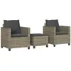 vidaXL Ensemble de bistro 3 pcs avec coussins gris résine tressée