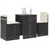 vidaXL Ensemble de bistro 3 pcs avec coussins noir résine tressée