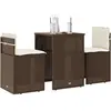 vidaXL Ensemble de bistro 3 pcs avec coussins marron résine tressée