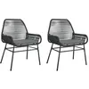 vidaXL Chaises de jardin lot de 2 avec coussins noir résine tressée