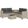 vidaXL Canapé de jardin et table et coussins en forme de L gris clair