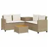 vidaXL Canapé de jardin avec table et coussins en forme de L beige