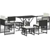 vidaXL Ensemble à manger de jardin coussins 7 pcs noir résine tressée