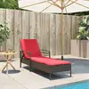 vidaXL Chaise Longue avec Coussin Marron 63x200x81 cm Poly Rattan