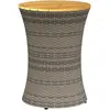 vidaXL Table d'appoint de jardin forme tambour gris rotin bois massif