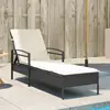 vidaXL Chaise longue avec coussin noir 63x200x81 cm résine tressée