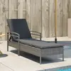 vidaXL Chaise longue avec coussin gris 63x200x81 cm résine tressée