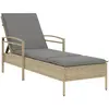 vidaXL Chaise longue avec coussin beige 63x200x81 cm résine tressée