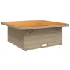 vidaXL Table de jardin beige 110x110x71 cm résine tressée bois acacia