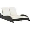vidaXL Chaise longue avec coussins noir 114x205x73 cm résine tressée
