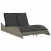 vidaXL Chaise longue avec coussins gris 114x205x73 cm résine tressée