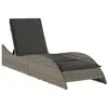vidaXL Chaise longue avec coussin gris 60x205x73 cm résine tressée
