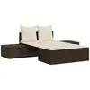 vidaXL Chaise longue double avec coussins marron résine tressée