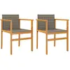 vidaXL Chaises de jardin lot de 2 gris résine tressée et bois massif