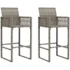 vidaXL Tabourets de bar de jardin lot de 2 gris résine tressée