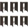 Vidaxl tabourets de bar jardin coussins lot de 6 marron résine tressée