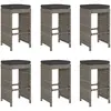 Vidaxl tabourets de bar de jardin et coussins lot de 6 résine tressée